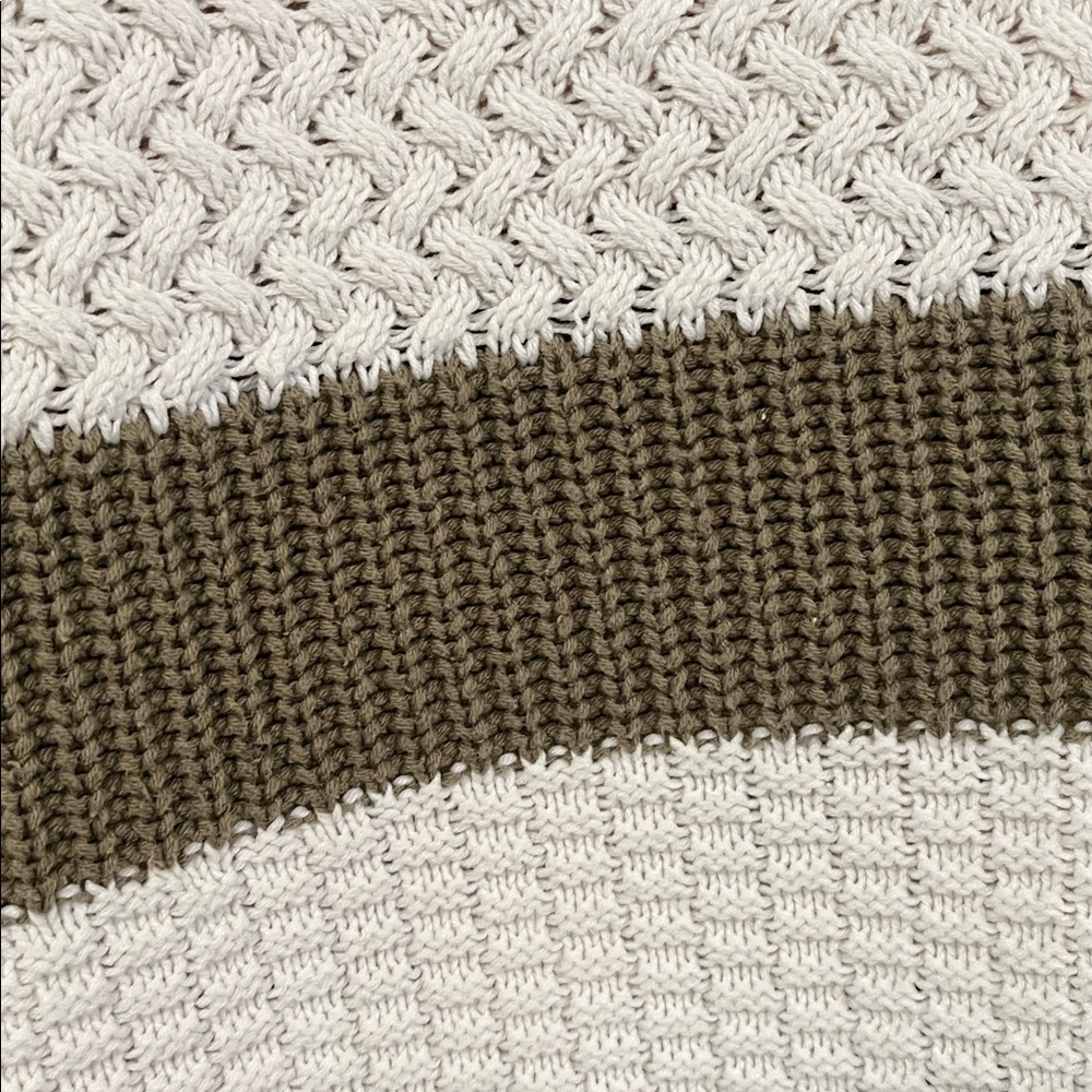 a new day Striped Crew Neck Sweater - White and Brown - Picture 3 of 3